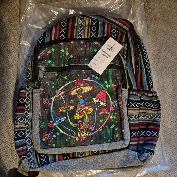 Kathmandu Imports Mushroom Backpack Lined Adjustable Straps Nepal - Picture 5 of 5